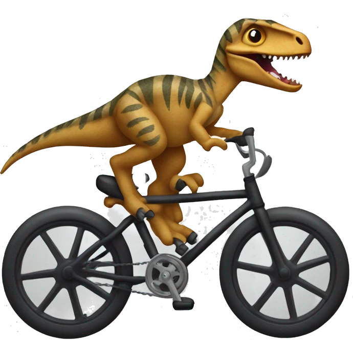A velociraptor on a bike emoji
