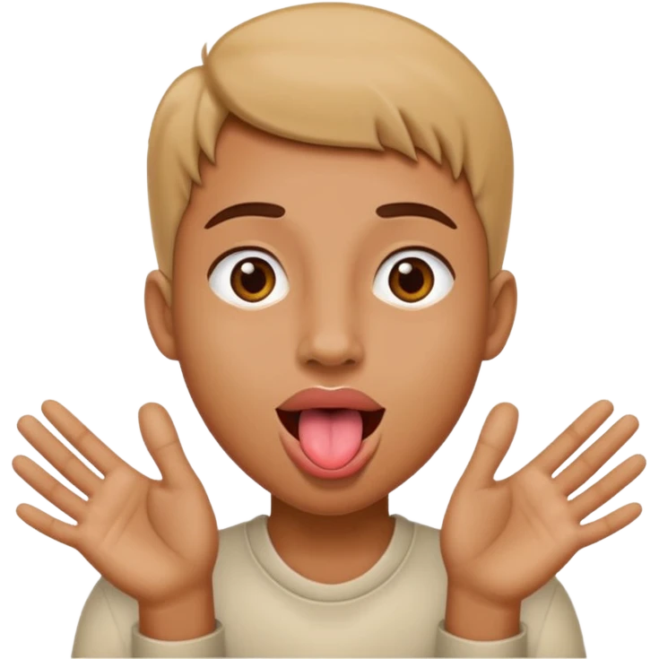 Tongue Out with hands to the side￼ emoji