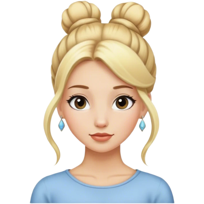 Blonde girl with long lashes a bun and earrings emoji