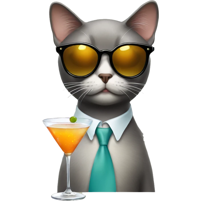 Cat with sunglasses and martini emoji