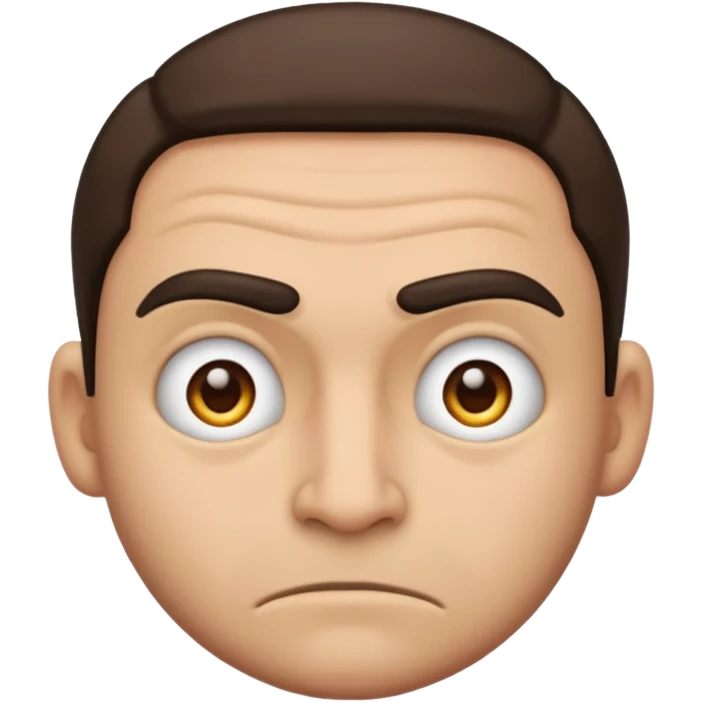 criminal emoji with a scar on the cheek, furrowed eyebrows, classic emoji style emoji
