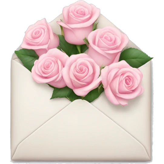 White envelope with light pink roses emoji