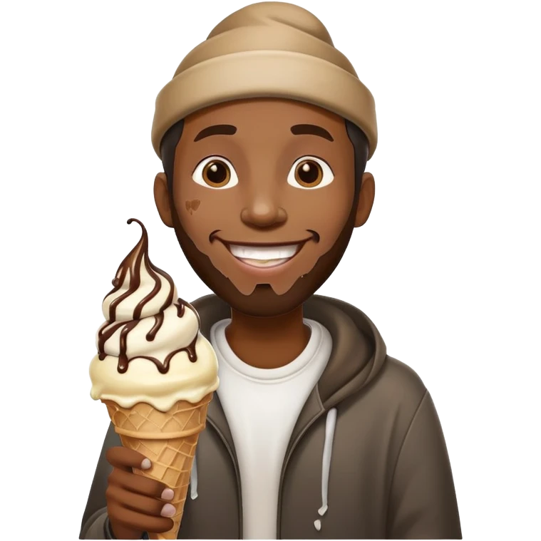 Homeless black man with ice cream cone emoji