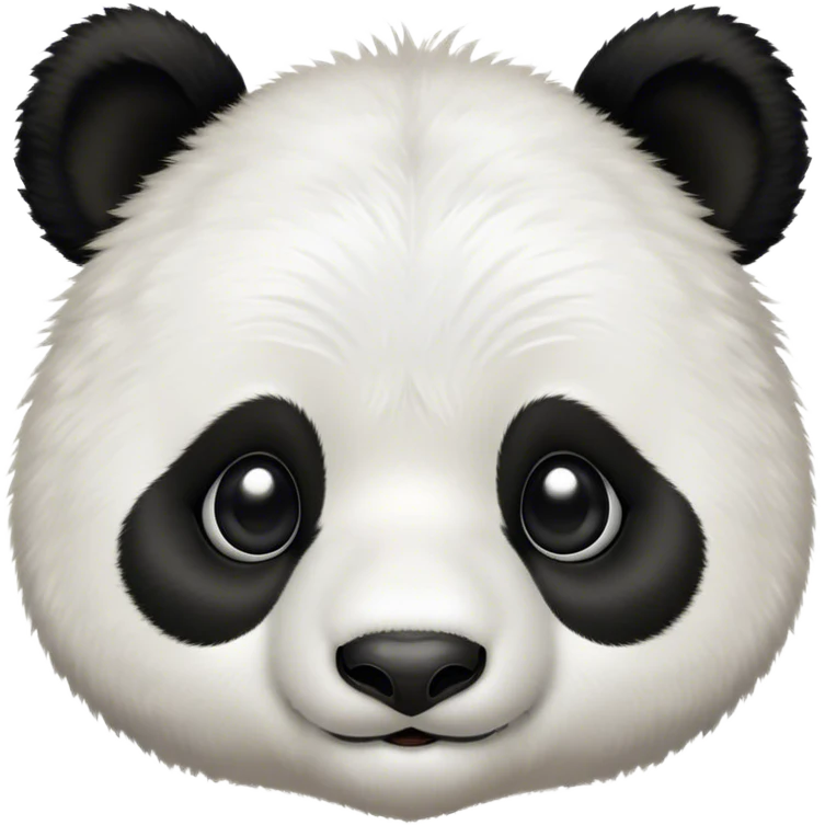 Cinematic Cute Panda Portrait Emoji, Head tilted playfully and inquisitively, featuring a fluffy, contrasting Fur of black and white with a charming expression and round, sparkling eyes filled with curiosity, Simplified yet irresistibly adorable features, highly detailed, glowing with a warm, friendly glow, high shine, affectionate and playful, stylized with a touch of bamboo whimsy, bright and endearing, soft glowing outline, capturing the essence of a mischievous yet loving panda, so playful it feels like it could roll out of the screen and into your arms! emoji