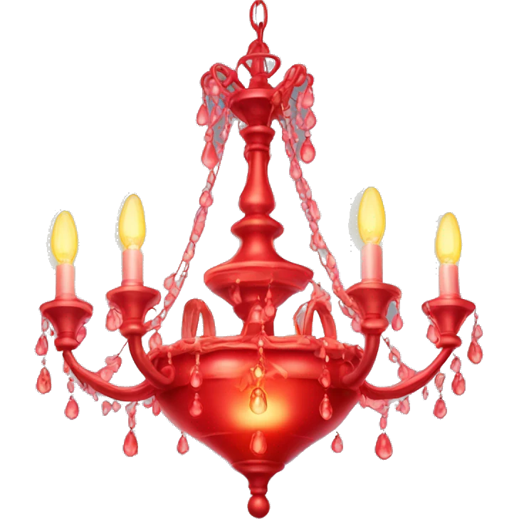 glowing red chandelier with a bottle of perfume on top emoji