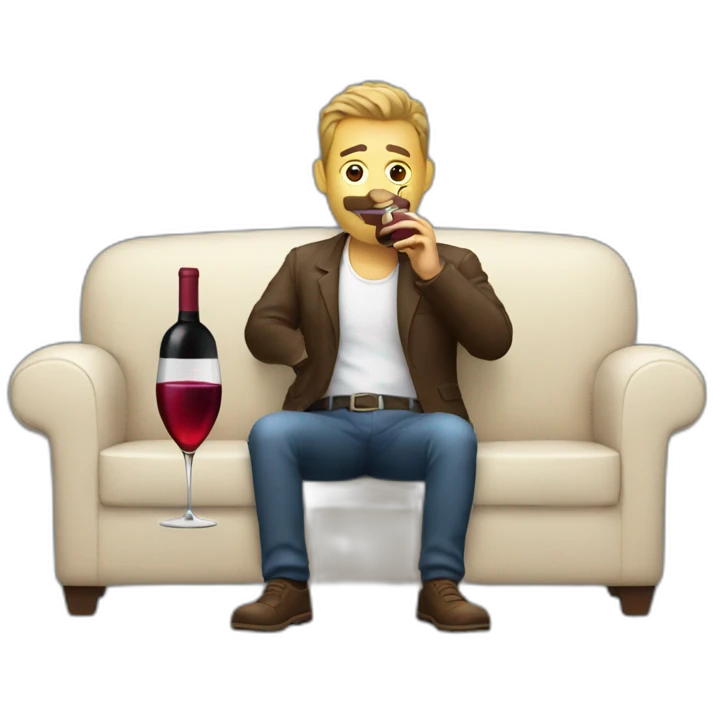 guy on couch drinking wine and cigar emoji