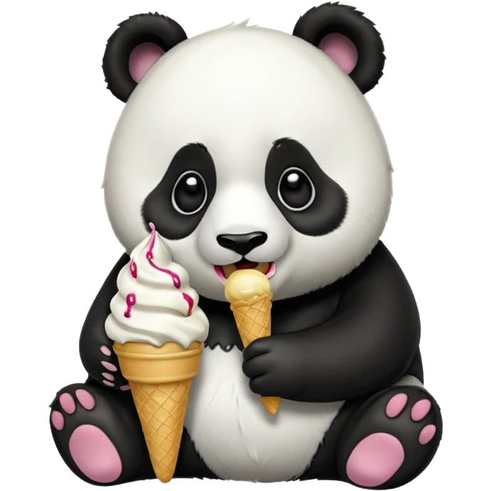 Panda eating ice cream emoji