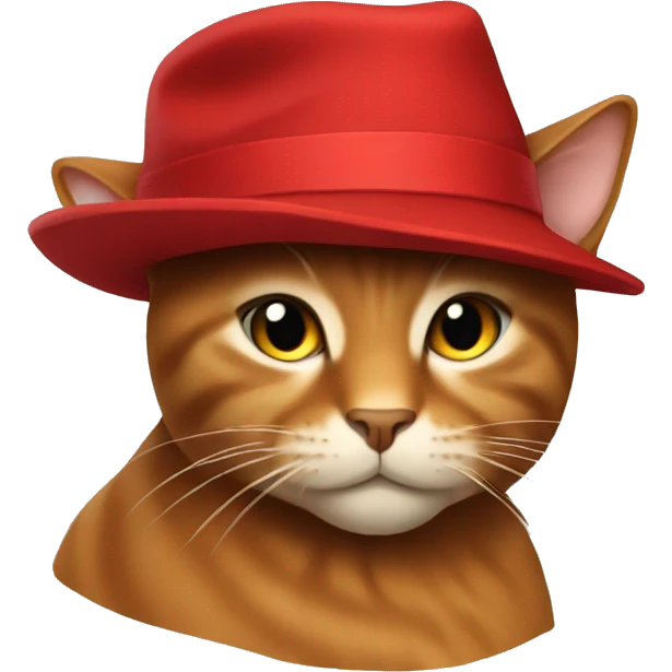 Brown cat in a red hat emoji