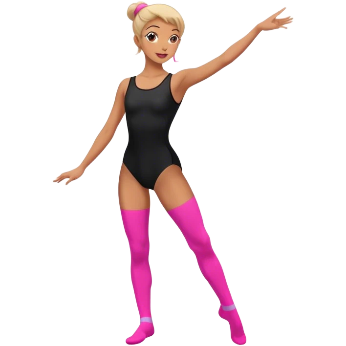 sport dancer in black leotards and pink socks who talk emoji