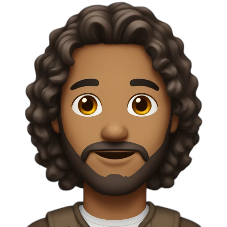 Brown man with dark brown wavy hair medium length and beard emoji