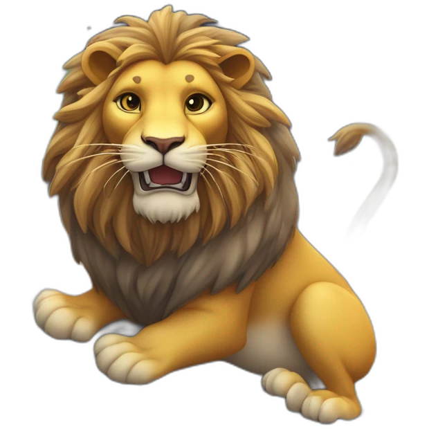 Lion sur la terre  la terre sur un serpent sur un chat sur une marmotte sur une souris sur la lune sur l'océan sur le soleil sur un dophin sur une loutre emoji
