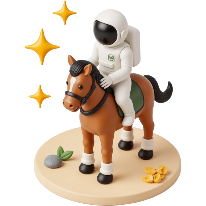astronaut on horseback with stars in background emoji