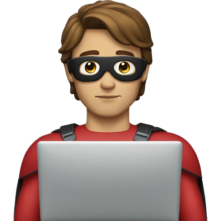 superhero at the laptop with brown hair emoji