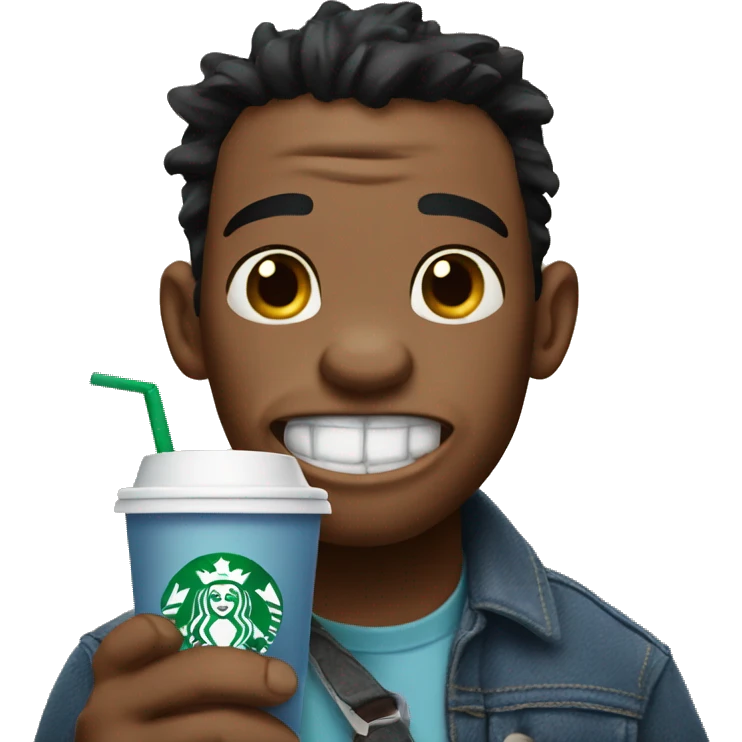 Stitch drinking Starbucks coffee emoji