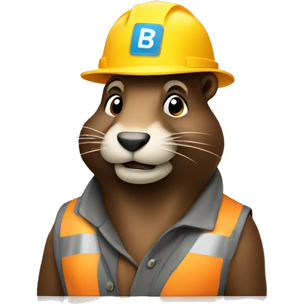 Side on Beaver wearing construction hat emoji