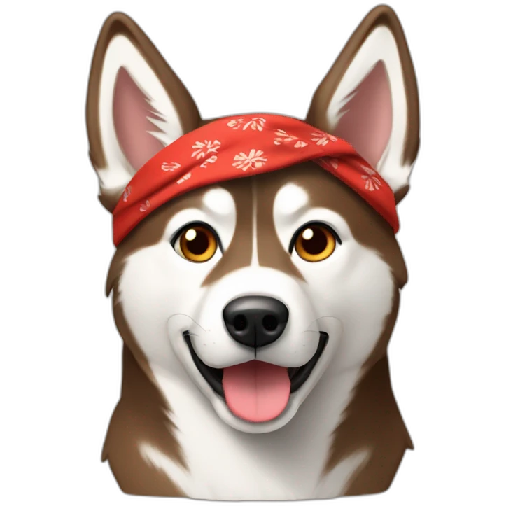 Brown husky with red neck bandana emoji