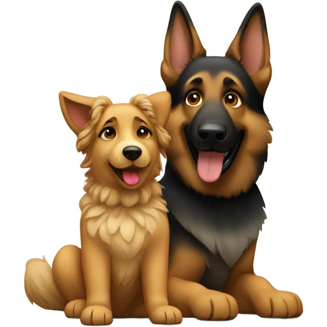 a german shepard with a curly girl emoji