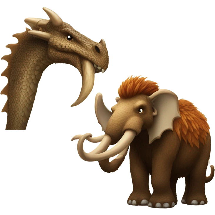 Dragon and mammoth together emoji