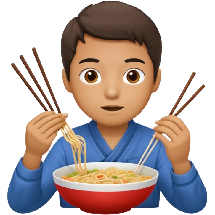 Create a person having noodles dinner. emoji