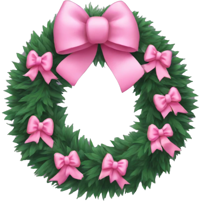 wreath with pink bows christmas mood emoji