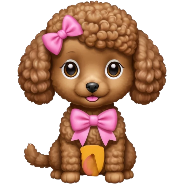Brown toy poodle with pink bow emoji
