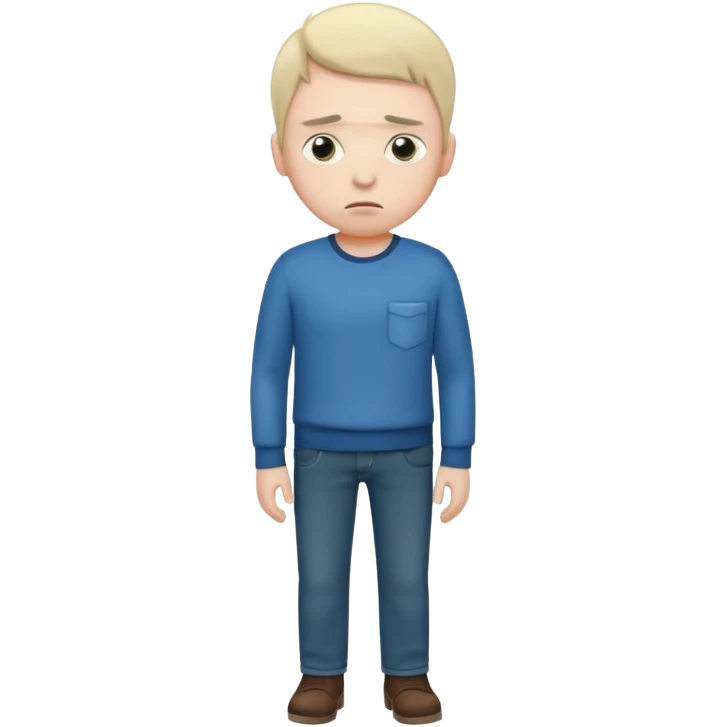 A sad man turns out his pockets and looks sadly at the camera emoji