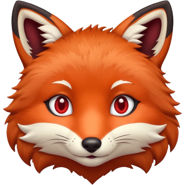 deep lush red fox face with heart shaped eyes, emoji style emoji