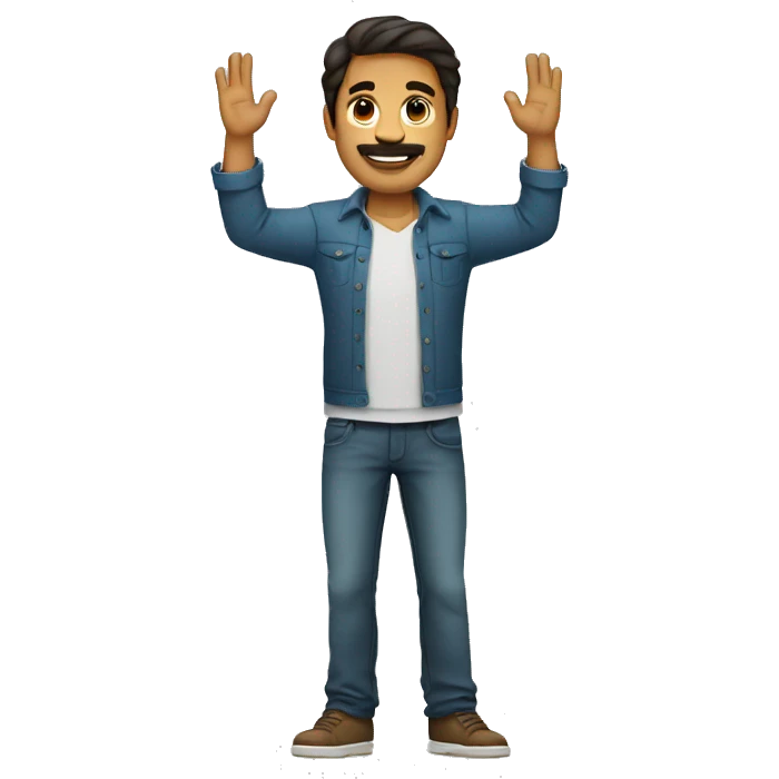 Spanish man (full-body) (both arms raised) (straight hair) emoji