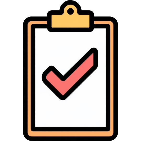 clipboard with checkmark, job finished, completed task emoji