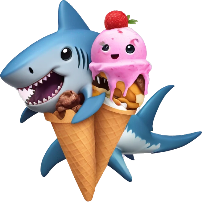 A shark and an octopus sharing an ice cream  emoji