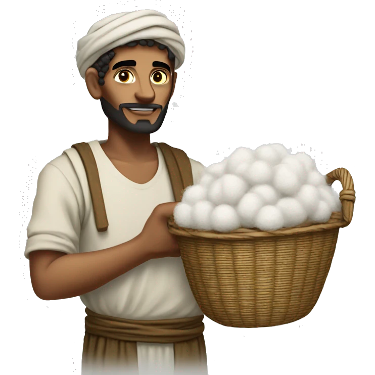 19th century Egyptian peasant holding a basket of cotton emoji