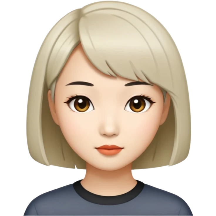 Asian woman model with stylish short bob haircut emoji
