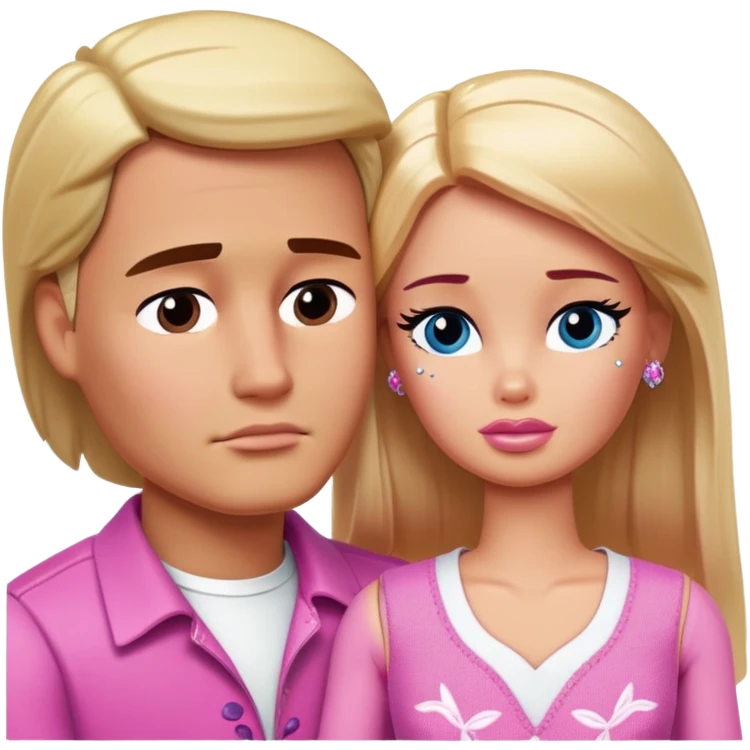 Ken looking sad ￼With tears while Barbie comfort him( emoji