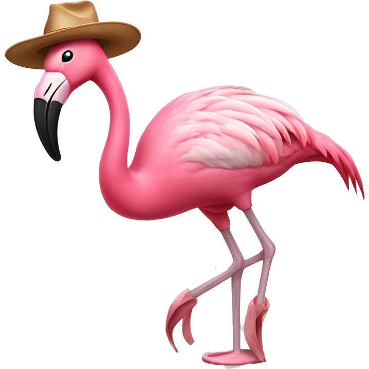 Flamingo with ballet shoes and a cowboy hat  emoji