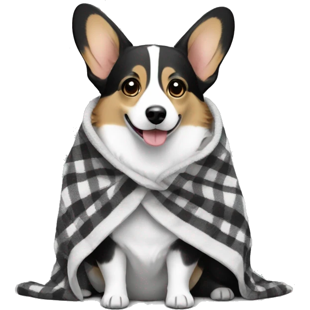 Black-white corgi cardigan in a blanket emoji