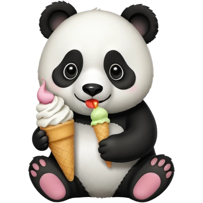 Panda eating ice cream emoji