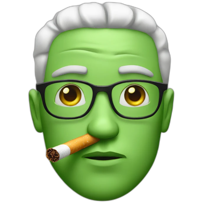 Man Smoking green cigarette weary tiredeyes emoji