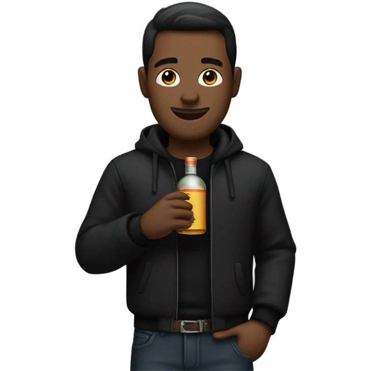 Guy with black outfit and liquor  emoji