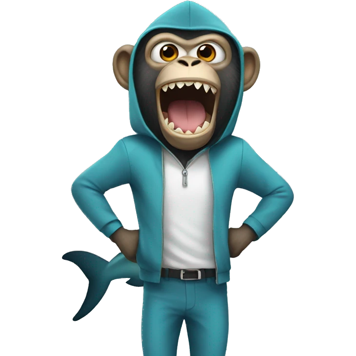 monkey with shark costume emoji