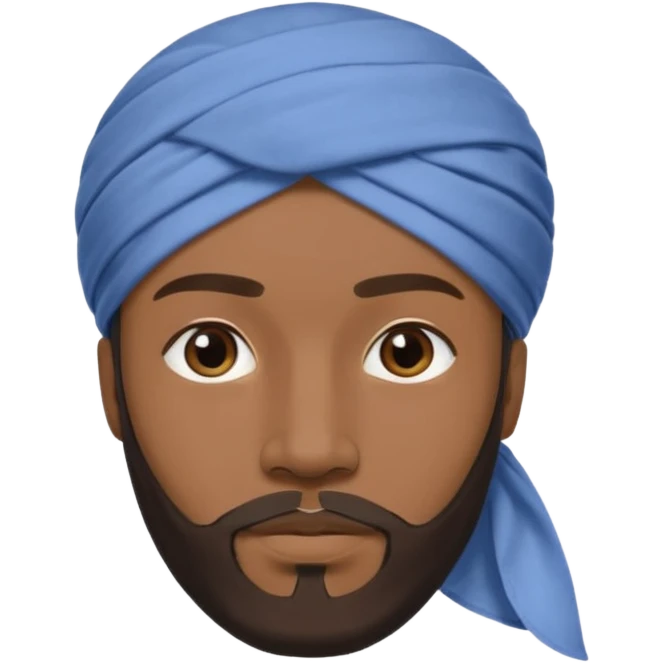 Black male, goatee beard, wearing a cloth-wrapped turban-style head covering emoji