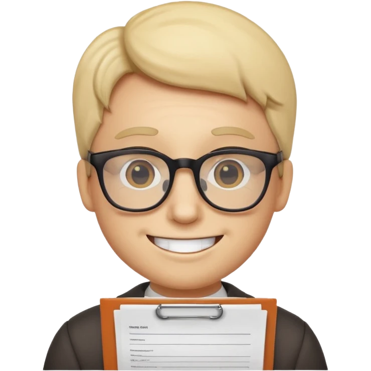 Smiley with glasses and paperwork emoji