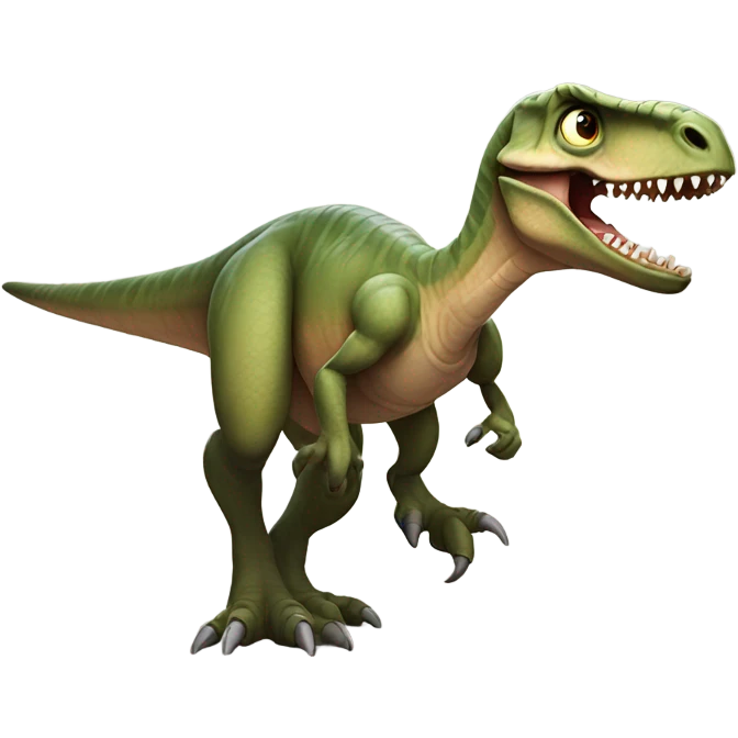 Raptor Dino with cute eyes emoji