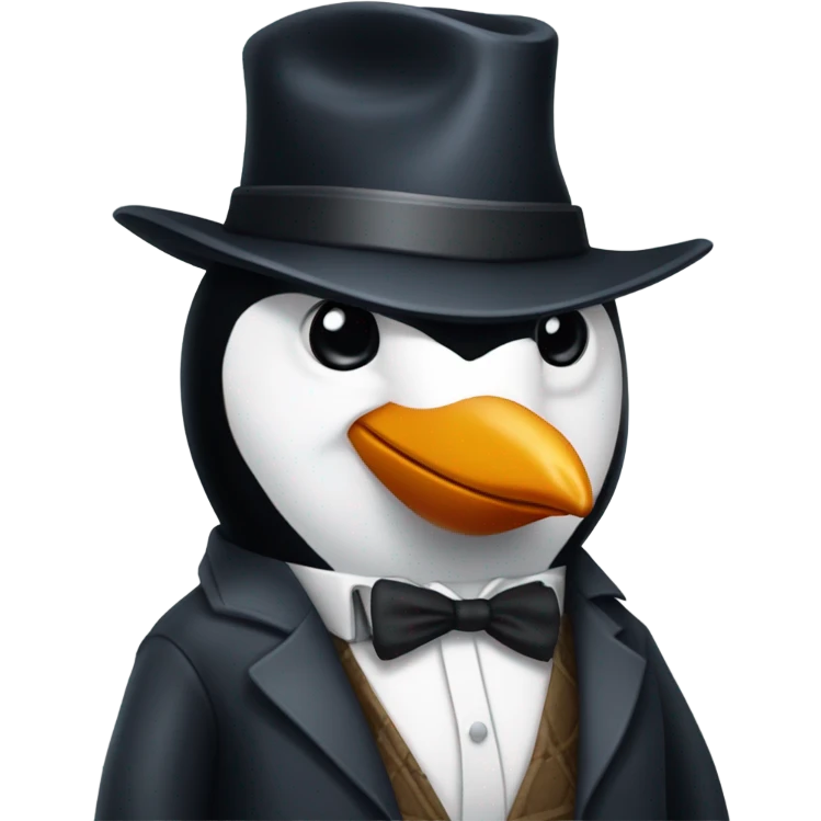 Gangster penguin with Tommy gun  emoji
