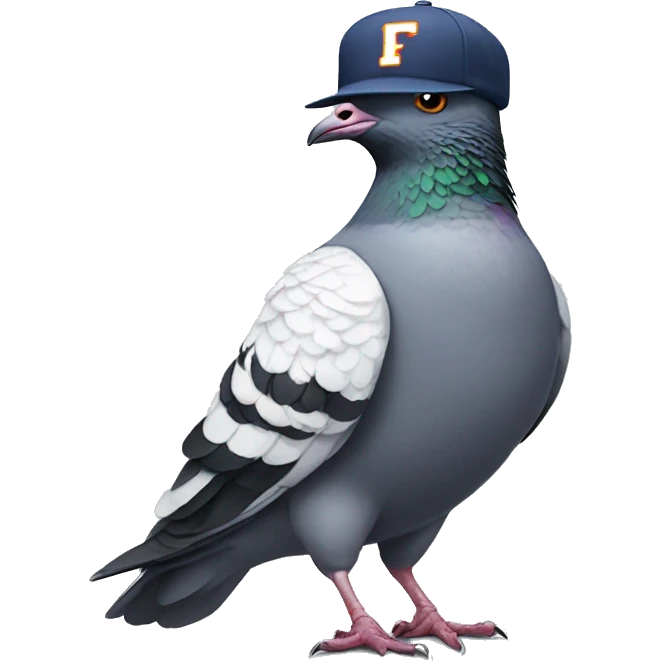 Pigeon wearing F1 hat emoji