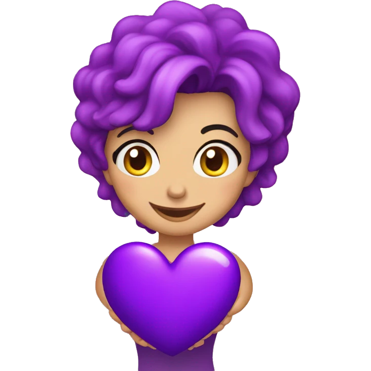 Carita feliz abrazando corazon morado emoji