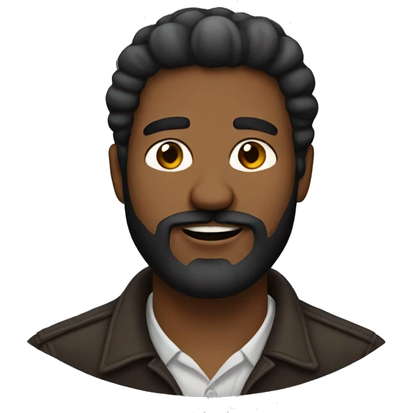 Afroamericano con barba corta y sin bigote.  emoji