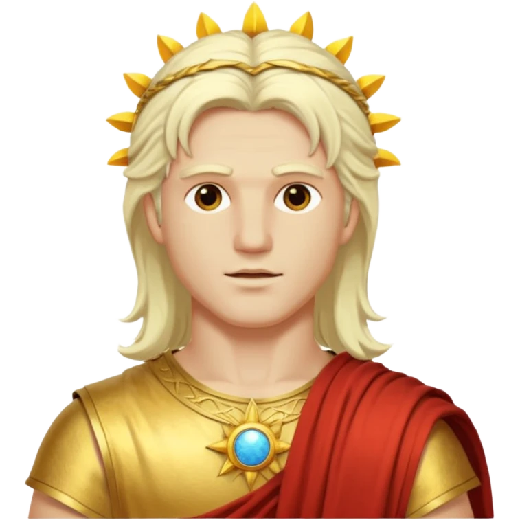 Apollo, Sun God from Rome Mythology with long platinum blonde hair, pale yellow outfit emoji