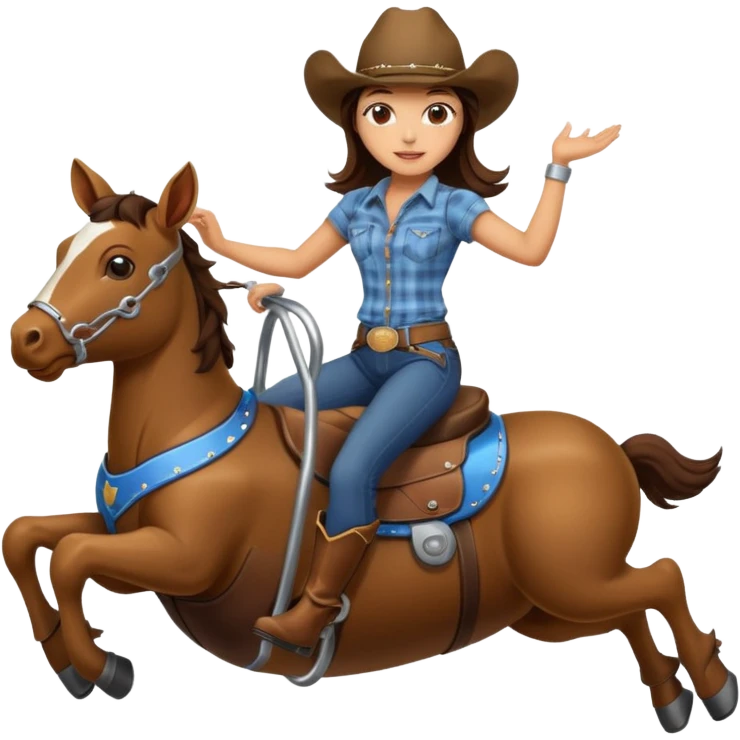 brunette girl riding mechanical bull emoji