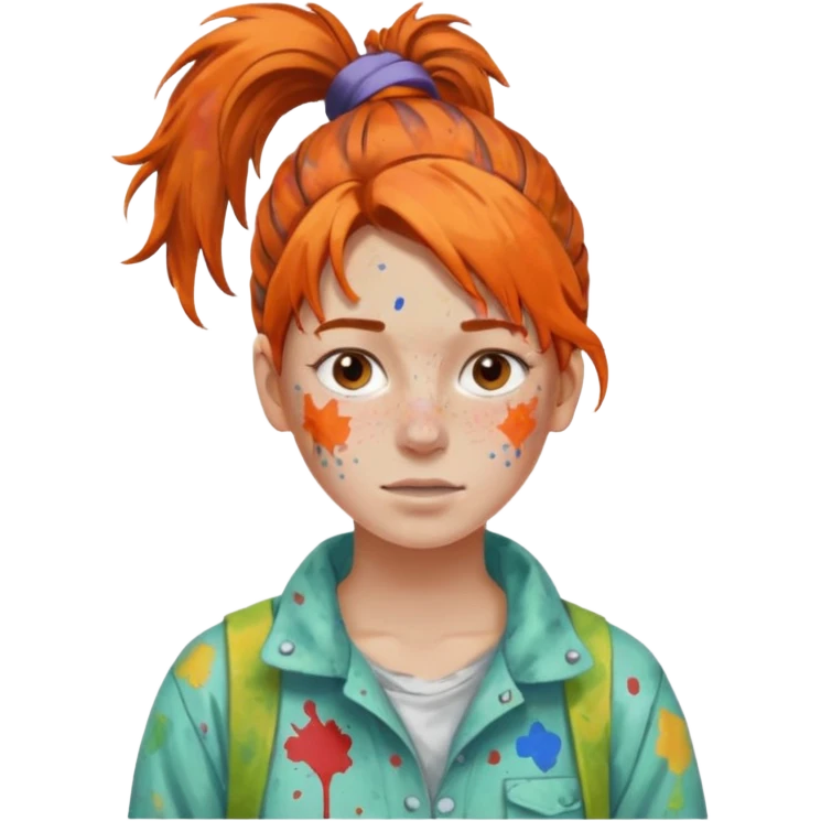 Artist with messy ponytail emoji