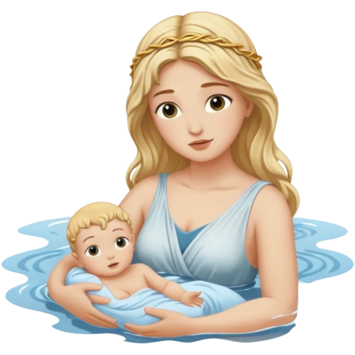 greek goddess dipping baby in river emoji